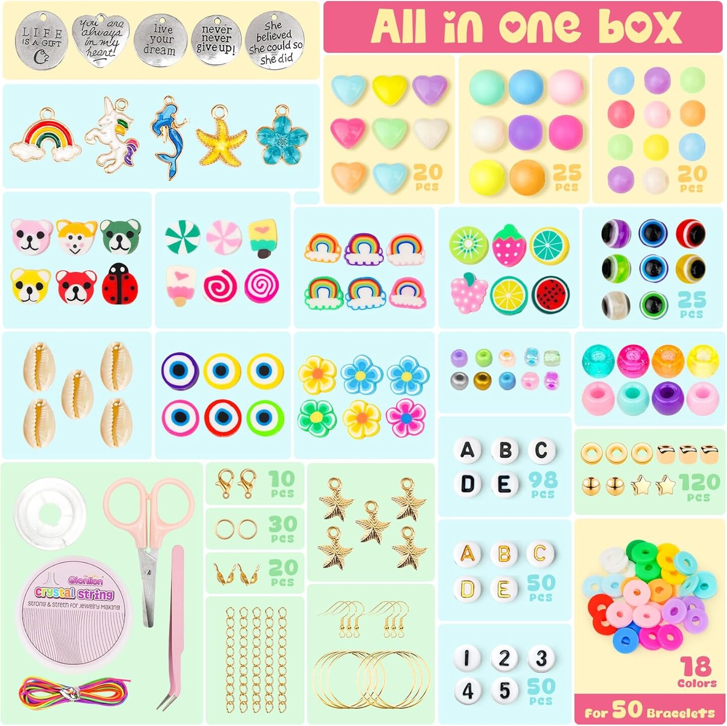Bracelet Making Kit Arts and Crafts Charms Jewelry Supplies