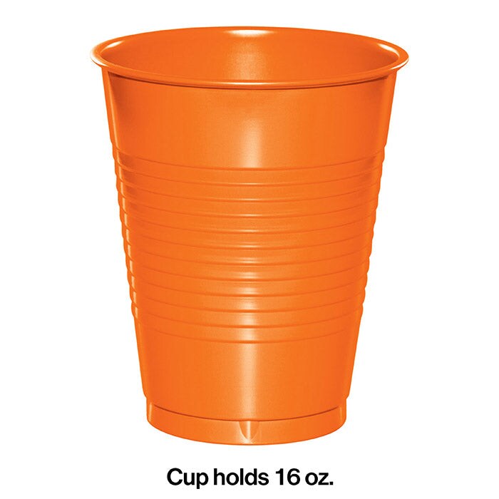 Sunkissed Orange Plastic Cups (20/Pkg)