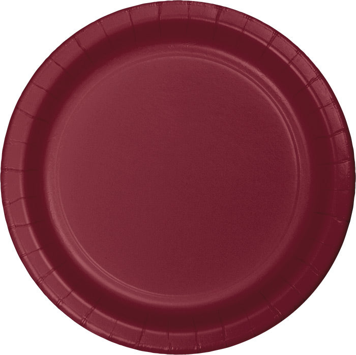 Burgundy Red Paper Dessert Plates (24/Pkg)