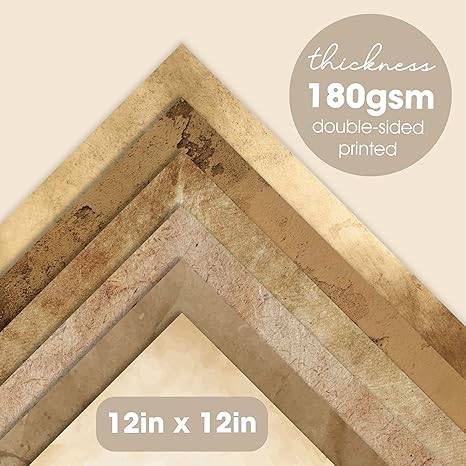 Vintage 12x12 Scrapbooking Cardstock Decorative Paper - 36 Sheets - for Card Making Journaling Planner Origami Textured Decorative Scrapbook Paper Scrapbook Materials Supplies