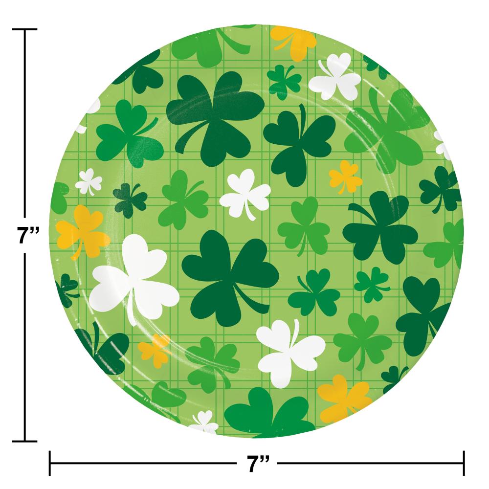 Shamrock &#x26; Roll Paper 7&#x22; Dessert Plate (8/Pkg)