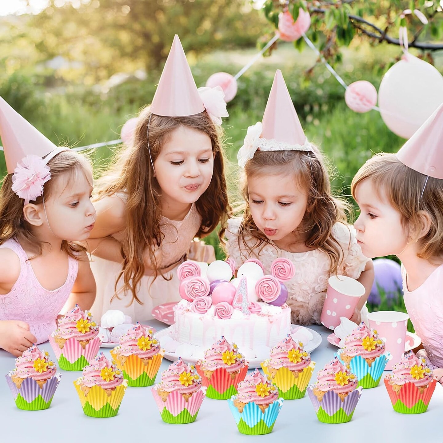 Flower Cupcake Paper Liner - 300pcs Easter Baking Cups Muffin Cupcakes Wrappers, Spring Lavender Tulip Cake Chocolate Candy Wrap Making Supplies for Spring Birthday Baby Shower Party (6 Styles)
