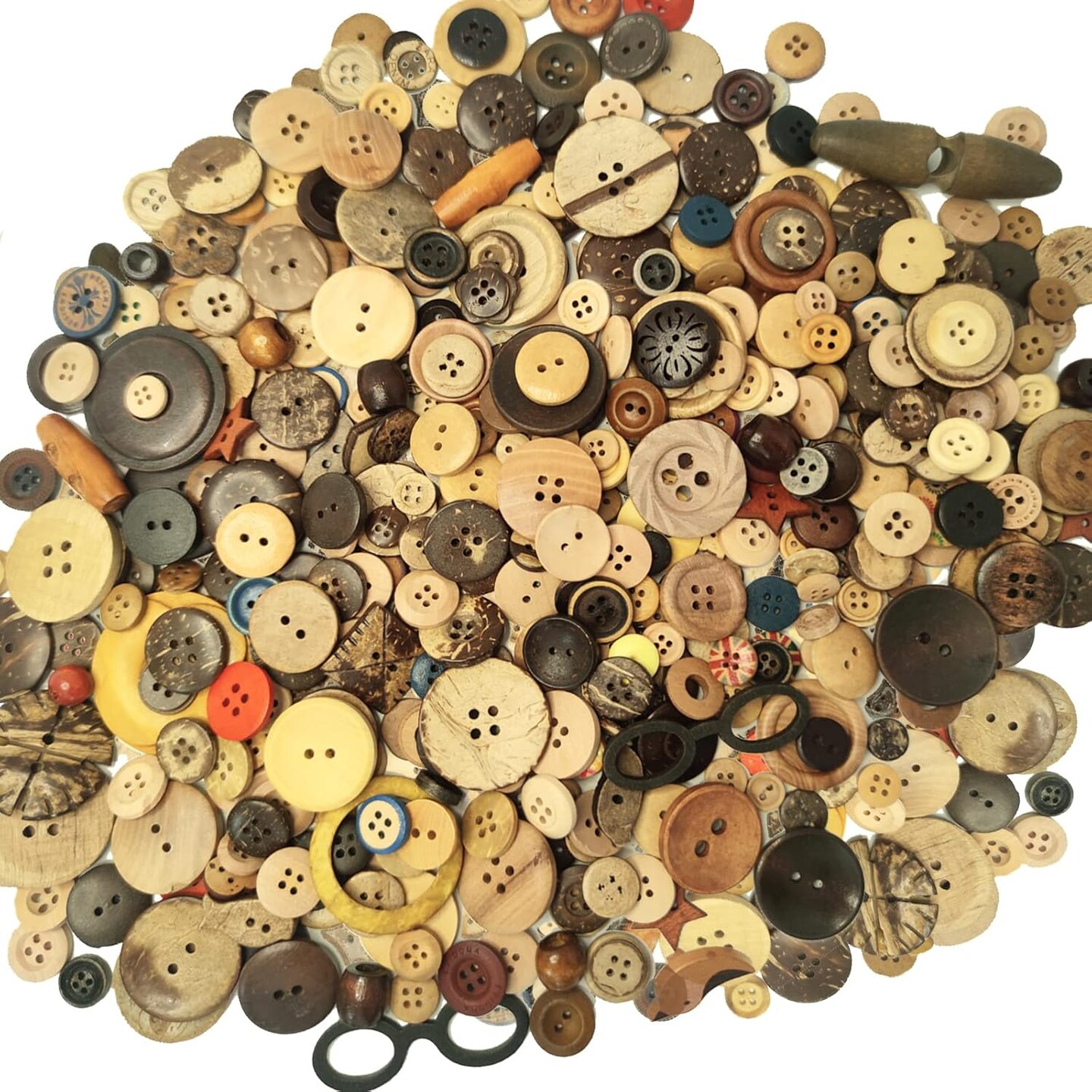 Mixed Vintage Wood Buttons for Crafts,Assorted Shapes Bulk DIY Sewing