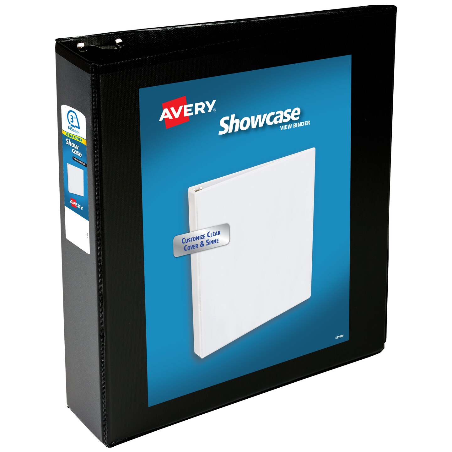 Avery Economy Showcase View 3 Ring Binder, 3 Inch Slant Rings, 1 Black Binder (19750)