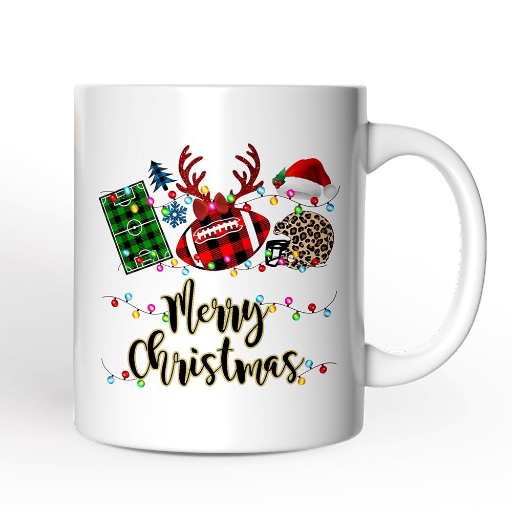 Football Buffalo Plaid Christmas Mug, Team and Coaches Gift