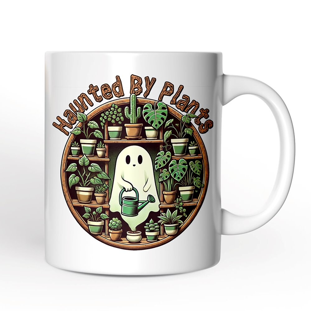 Green Thumb Ghost, Halloween Mug, Haunted by Plants, Fun Gardener Gift