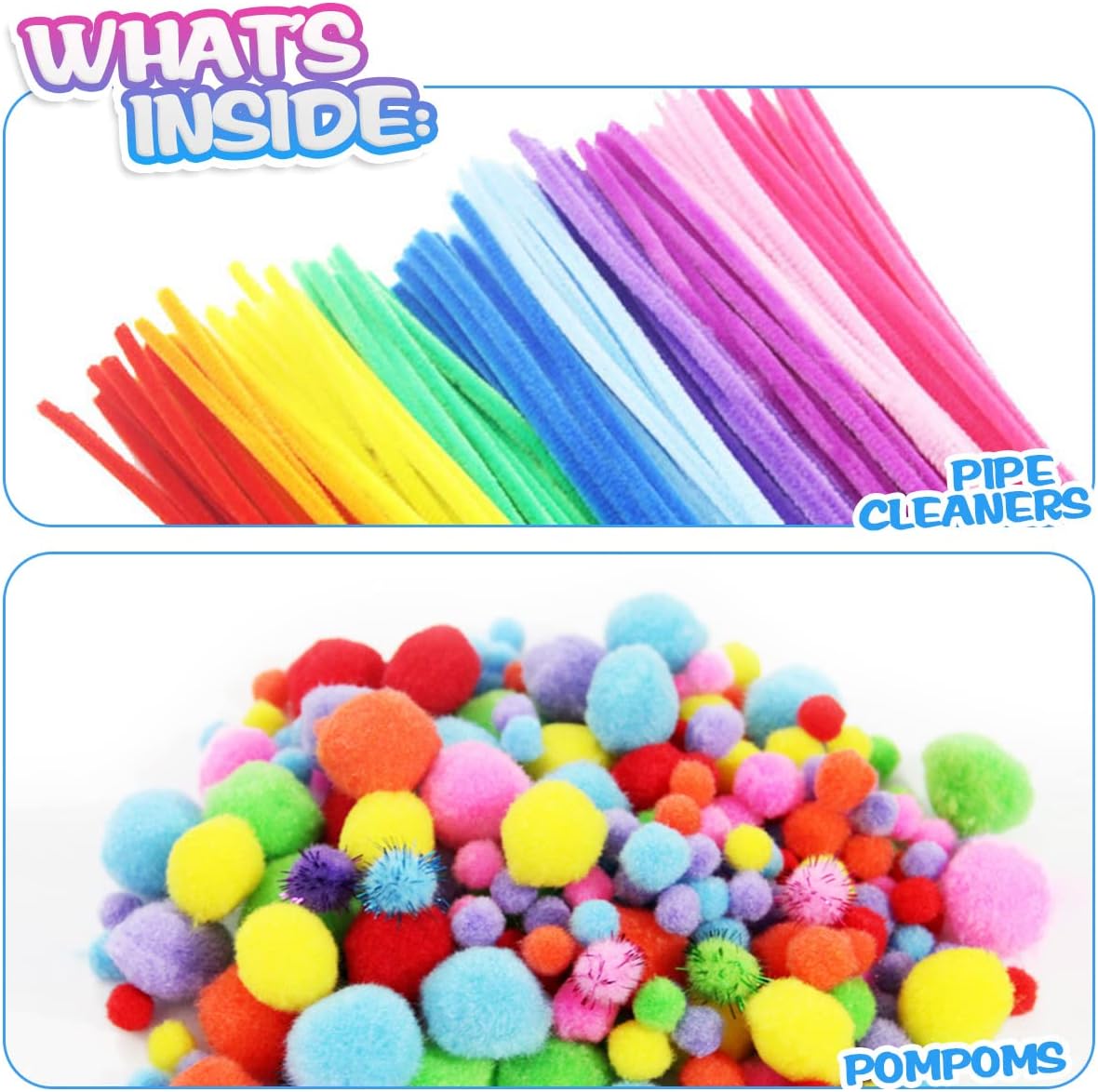 Arts and Crafts Supplies for Kids Including Feathers, Pipe Cleaners