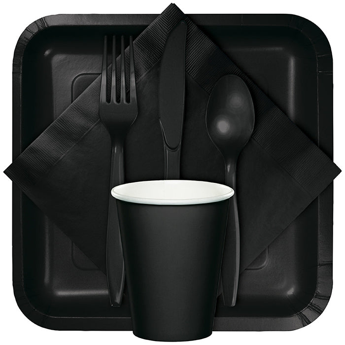 Black Assorted Plastic Cutlery (24/Pkg)