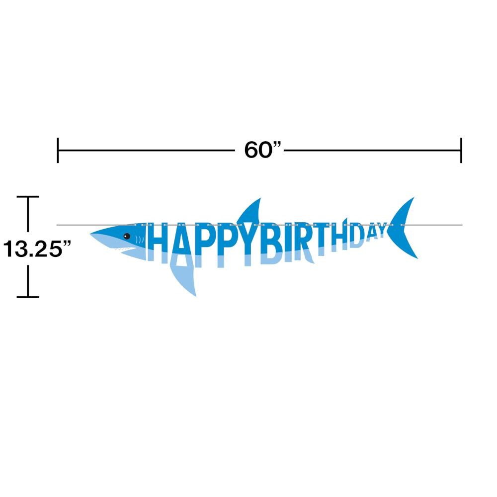 Shark Party Banner w/Ribbon
