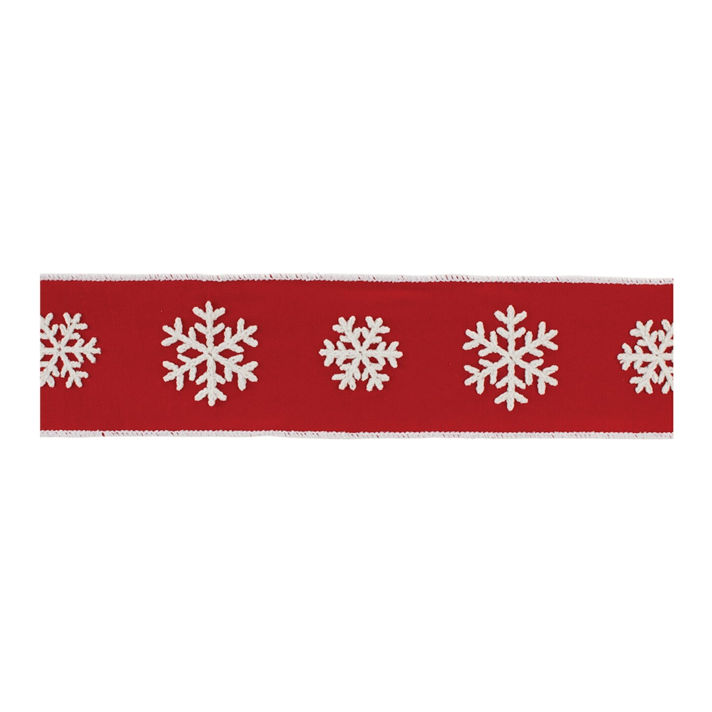 Melrose Snowflake Wired Craft Ribbon - 4" x 5 Yards - Red and White