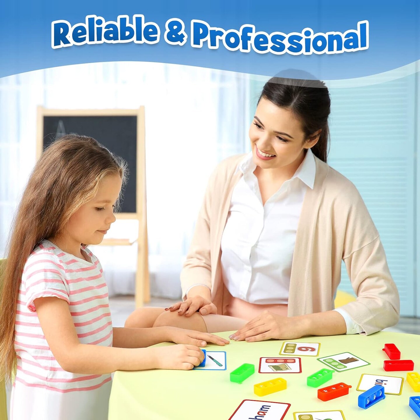 Phonics Games Flash Cards for Preschool Kindergarten Classroom Supplies,Special Education Reading Manipulative Spelling Toy for Learning Activity Teacher School