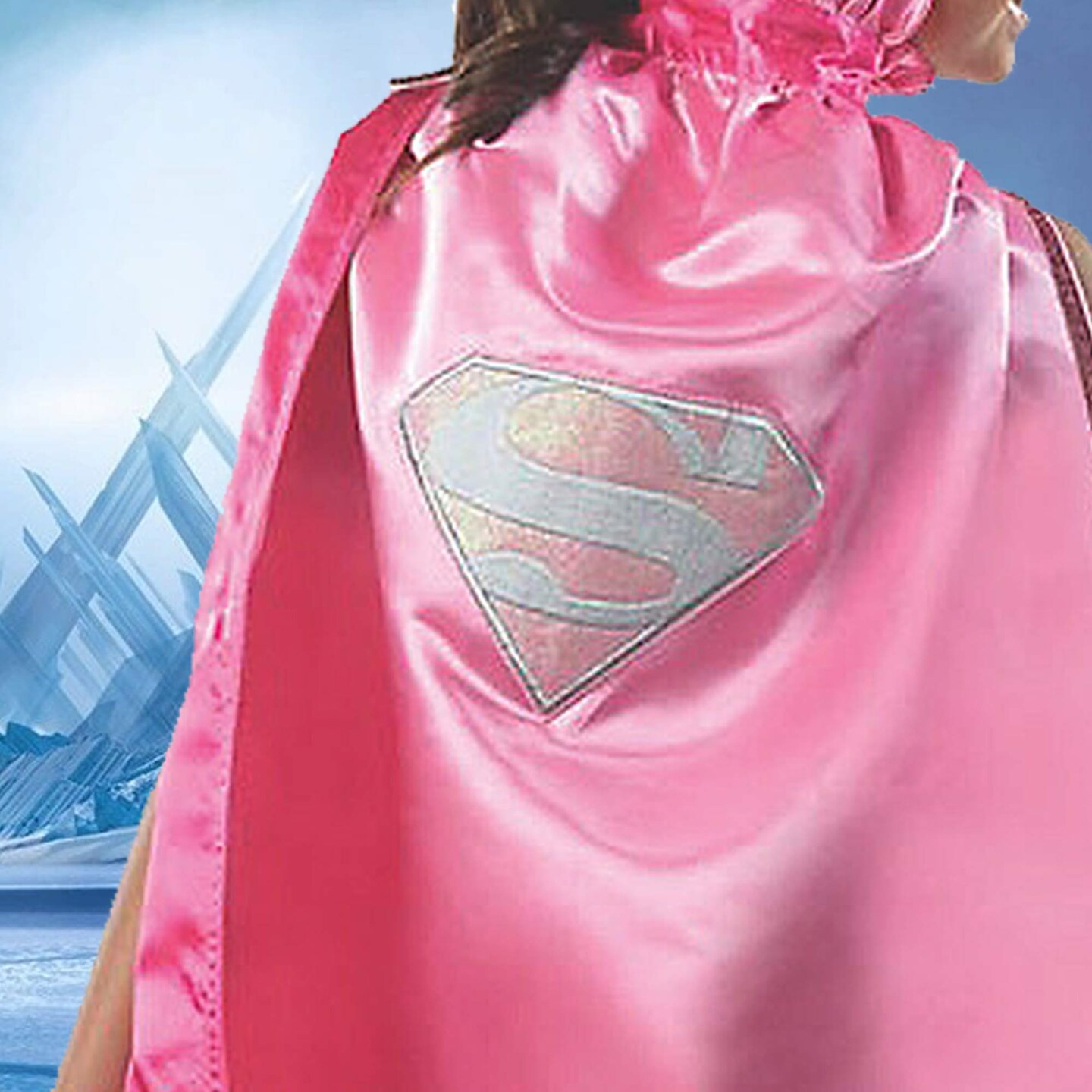Pink Supergirl Cape Costume Accessory for Kids with White Logo Design