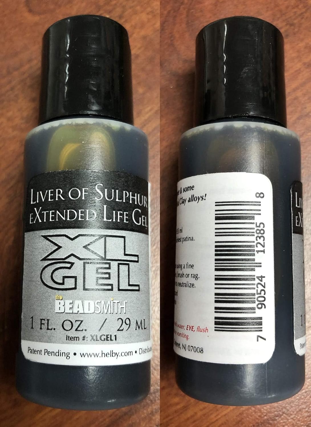 The Beadsmith XL Gel, Liver of Sulfur Extended Life Gel, 1 Fluid Ounce (29ml) Bottle, Apply a Patina Finish to Silver, Copper, and Other Metal for Oxidized Look on Art and Jewelry Projects