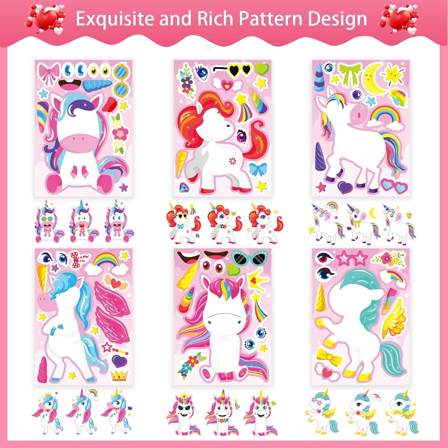 48 Sheets Make Your Own Unicorns Stickers (Unicorn) 8.26 x 6.69 x 0.35 inches