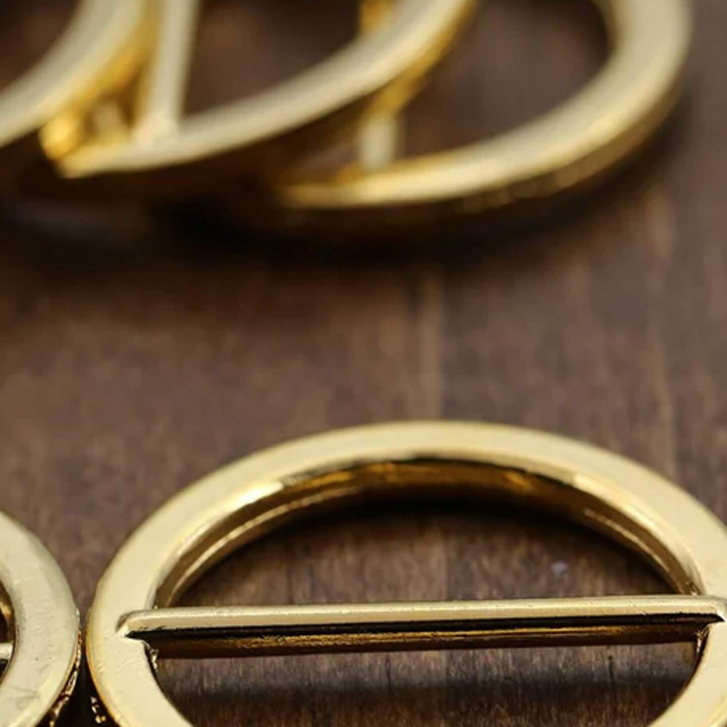 2" Round Gold Slider Buckle With Bar Centered Solid Metal Hardware