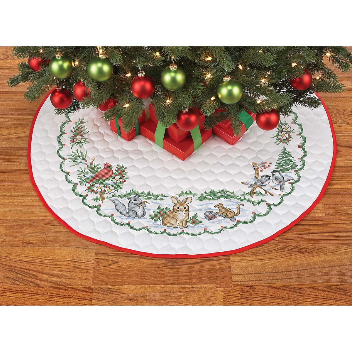 Herrschners Woodland Wonderland Tree Skirt Stamped Cross-Stitch Kit ...