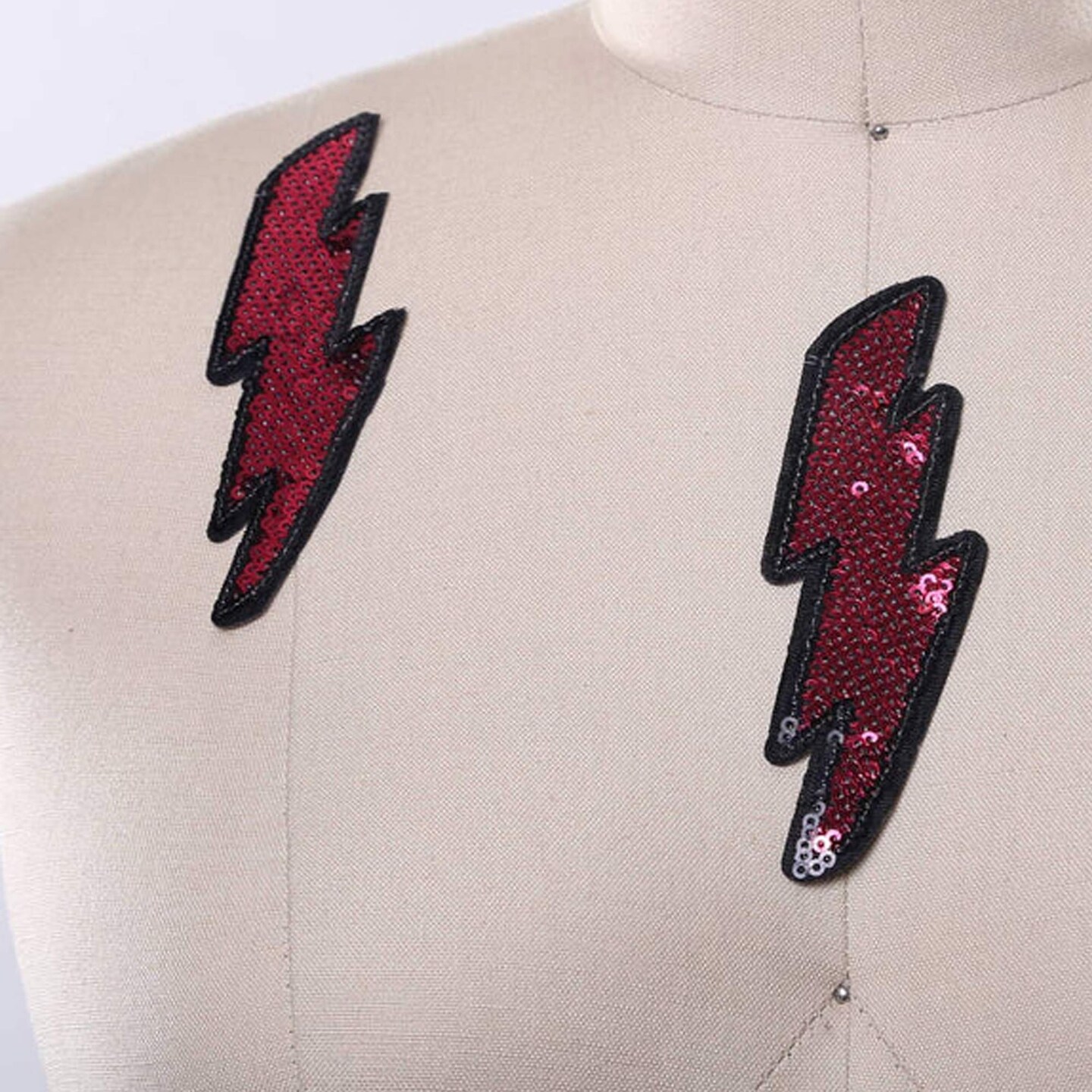 4.5&#x22; Magenta Lightning Patch Iron On Sequin Bolt Patch for Hats Jackets Backpacks Socks Clothing