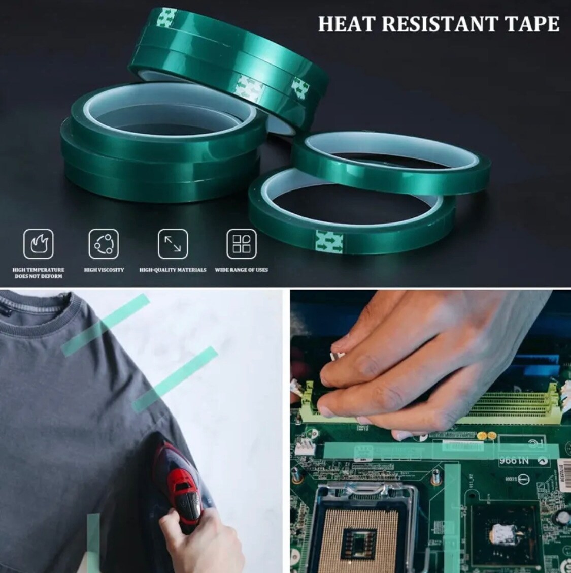 5 rolls Heat resistant tapes sublimation Press Transfer Thermal Tape 10mmx30m SUBLITAPE GREEN