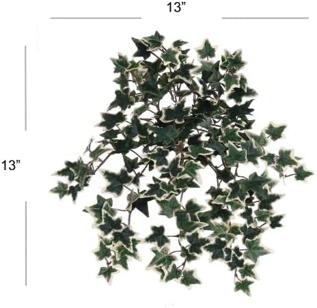 Mini Green &#x26; White English Ivy Bush with Silk Foliage, Floral Home by Artificial Flowers