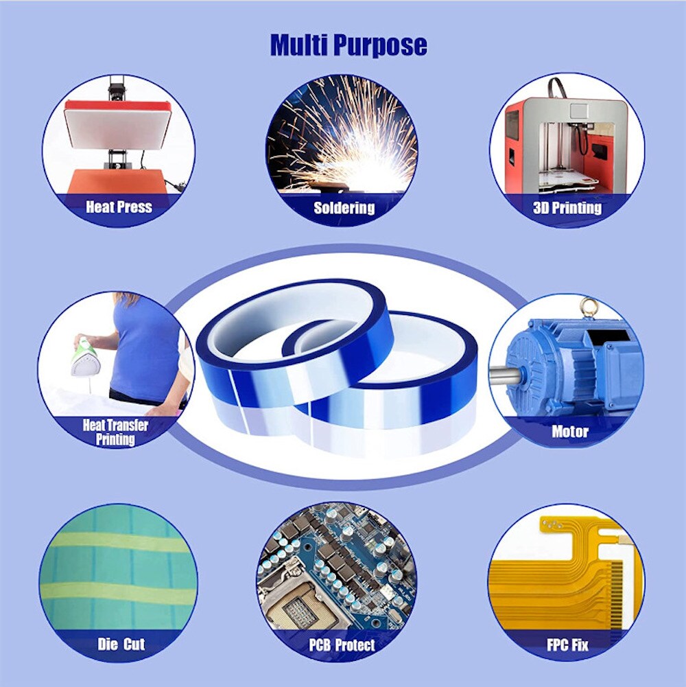 6 rolls Heat resistant Tapes Sublimation Press Transfer Thermal Tape 4mmx30m SUBLITAPE BLUE