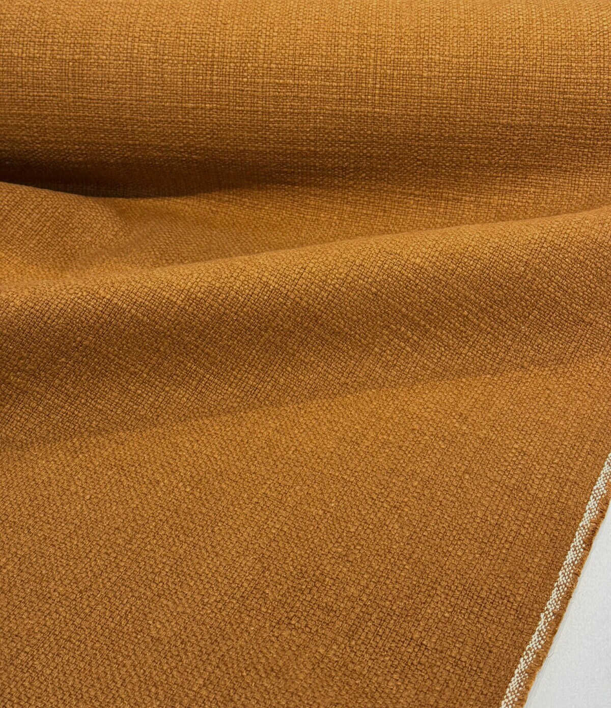 1 Yard Golden Brown Linen Cotton Slub Upholstery Fabric 54 Inches Wide