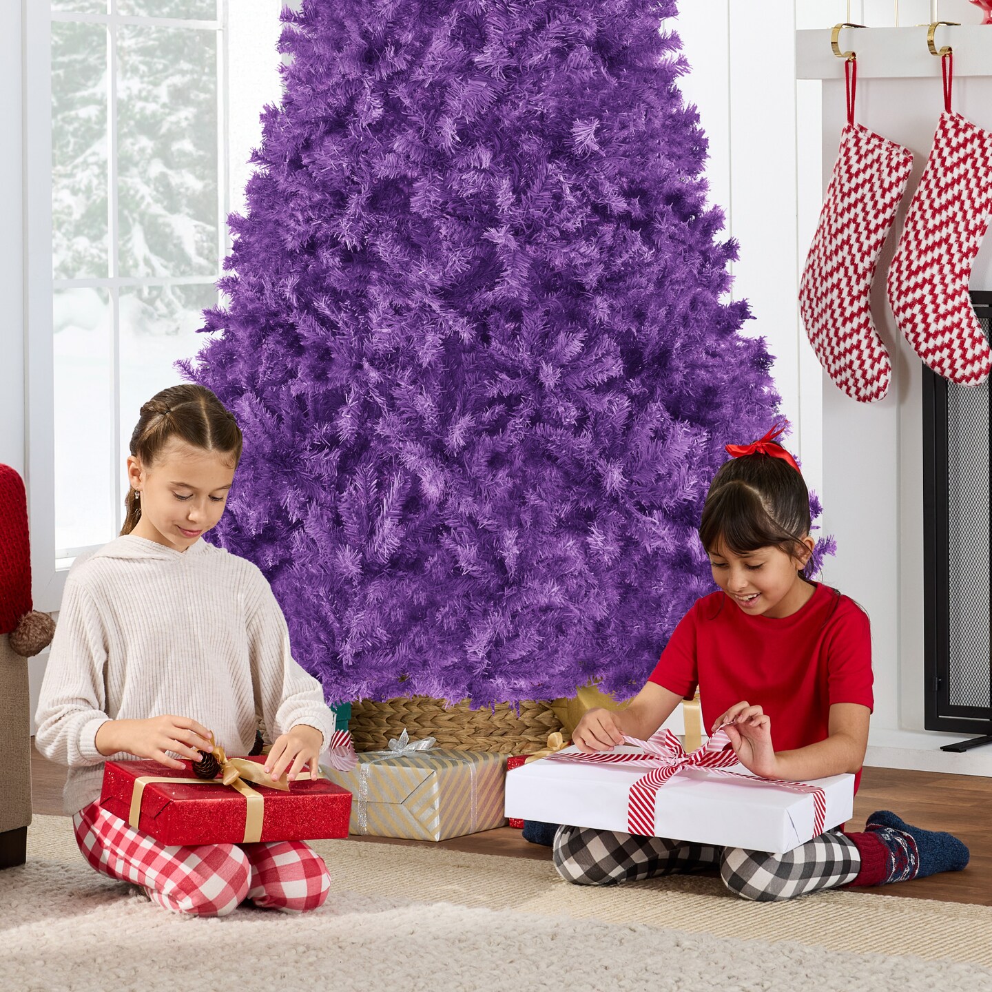 Best Choice Products Artificial Christmas Tree, Premium Unlit Pine Design, Dense Branches w/Easy Assembly - Purple