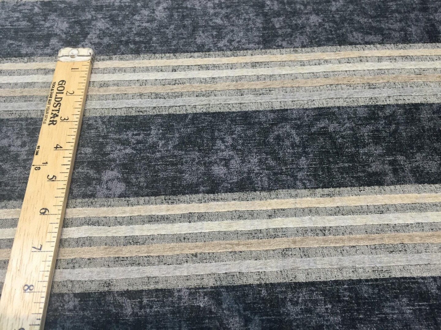 1 Yard Upholstery Chenille Fabric Modern Moondance Stripe Licorice Blue 45% Polyester 38% Viscose 17% Cotton 54 Inch Width