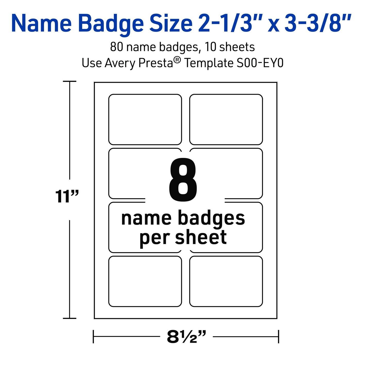 Avery® Printable Rectangle Adhesive Name Tags, Gold Border with Gold Dots Design, 2-1/3" x 3-3/8", Matte White Removable Name Tags, Laser/Inkjet, 80 Total, Great for Name Badges