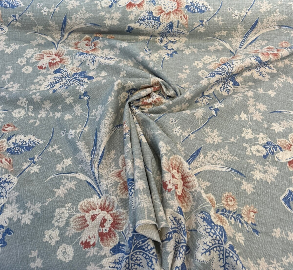 1 Yard Stonington Seaspray Vintage Floral Cotton Linen Upholstery Fabric 54 Inches Wide