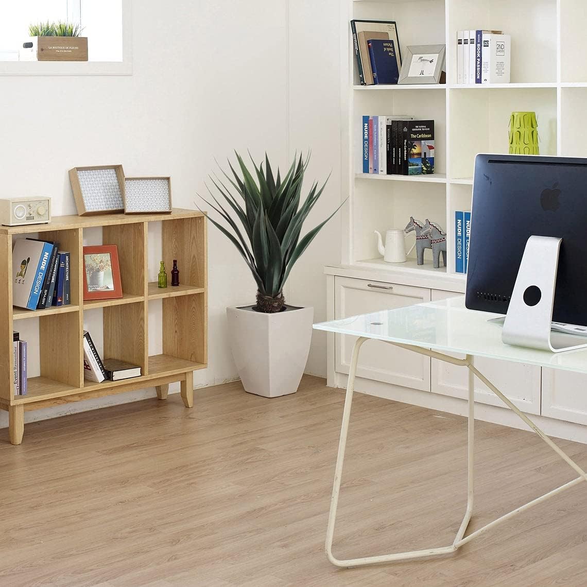 32&#x22; Agave Succulent Plant in Black Pot, Floral Home by Artificial Flowers