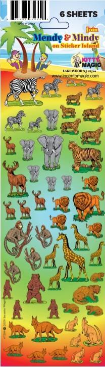 Wild Animal Stickers &#x2013; 25 Sheets | Small Die-Cut Safari Stickers for Kids Crafts