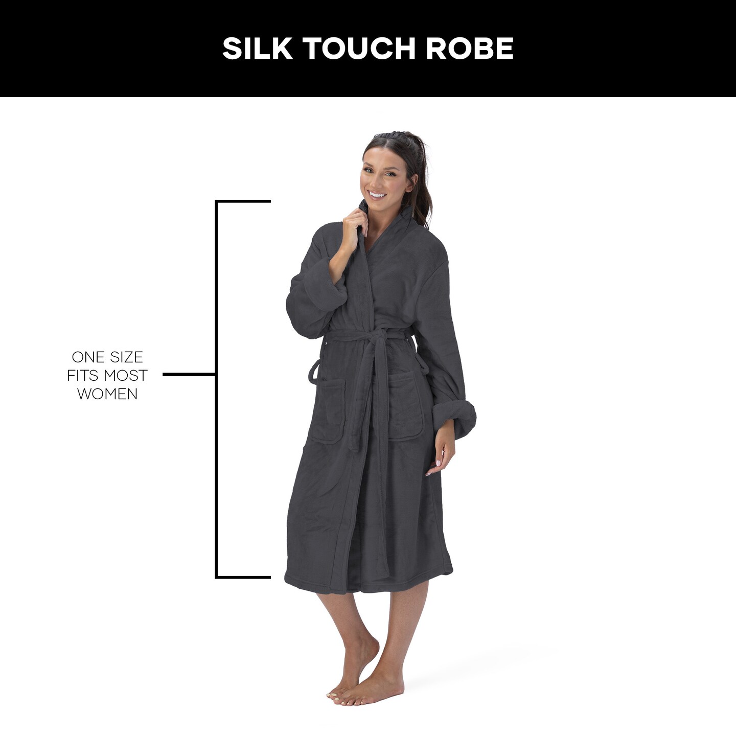 Northwest Unisex Jet Black Silk Touch S/M Bathrobe 23&#xD7;41 Inches