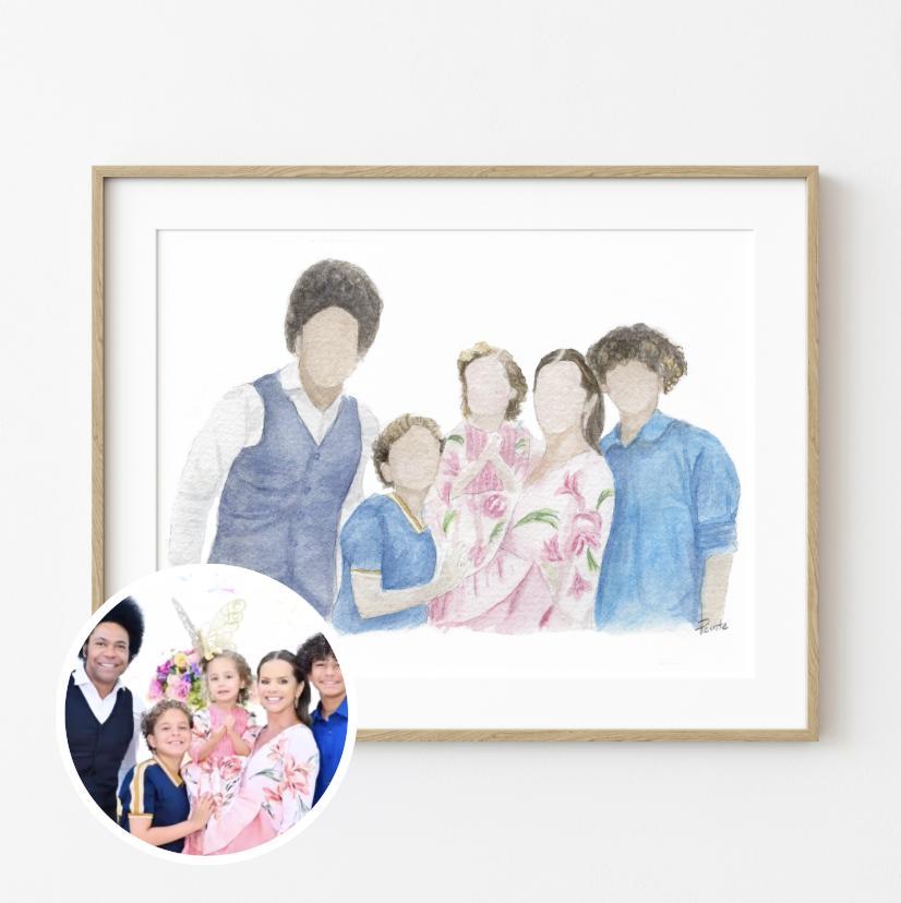 Custom faceless watercolor portrait | Personalized watercolor family, engagement, popular missionary painting. Wedding, homecoming, mothers day gift