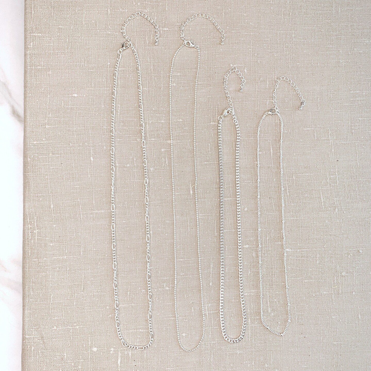 Silver Chain Necklaces, Assorted 4pc by Jewelry Made By Me&#xAE;