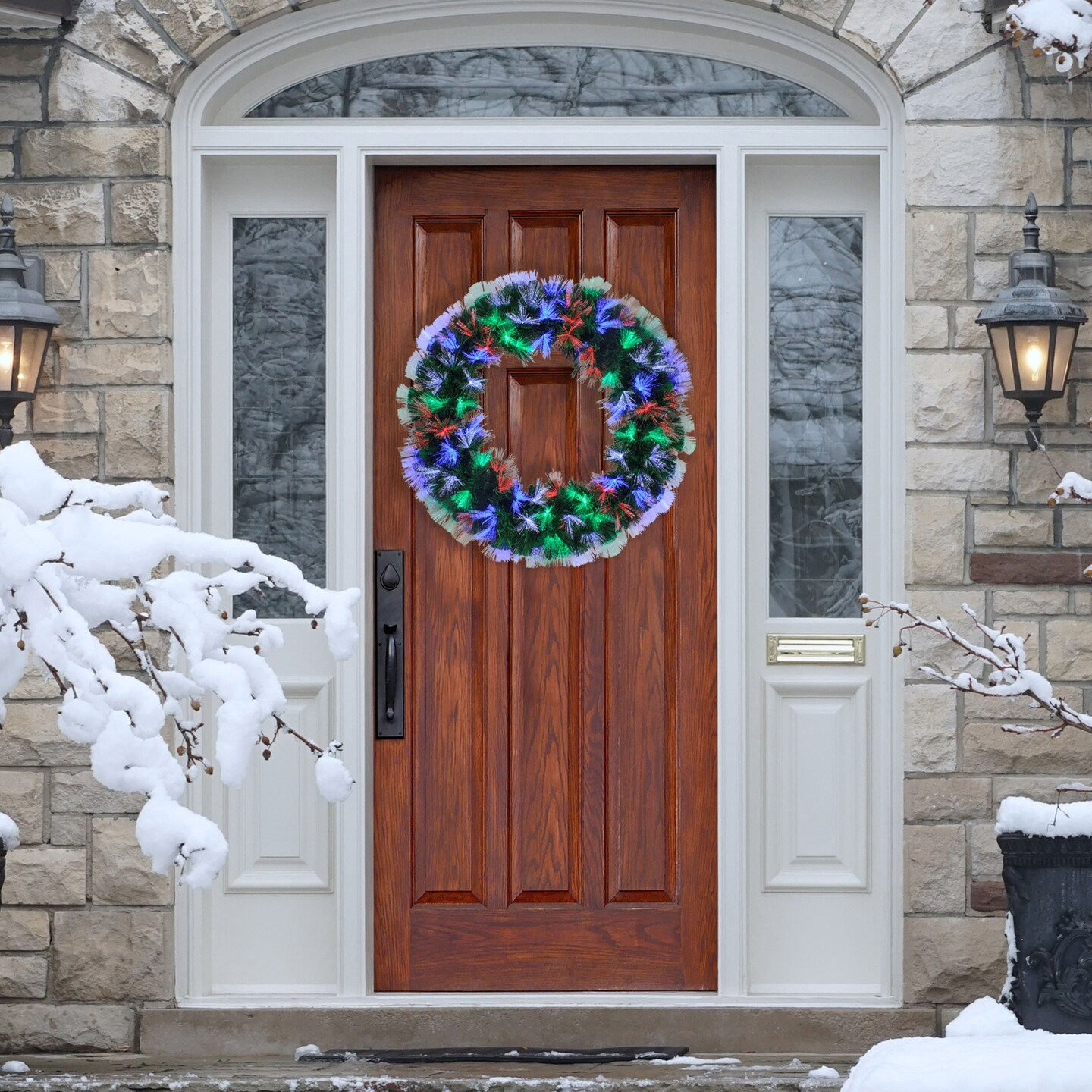 Northlight Multi-Function Color Changing Fiber Optic Artificial Pine Christmas Wreath - 24"