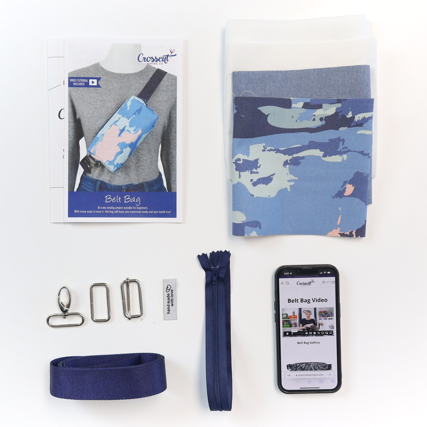 Crosscut Sewing Co.® Belt Bag Sewing Project Kit - Beginner Friendly DIY Sewing Kit