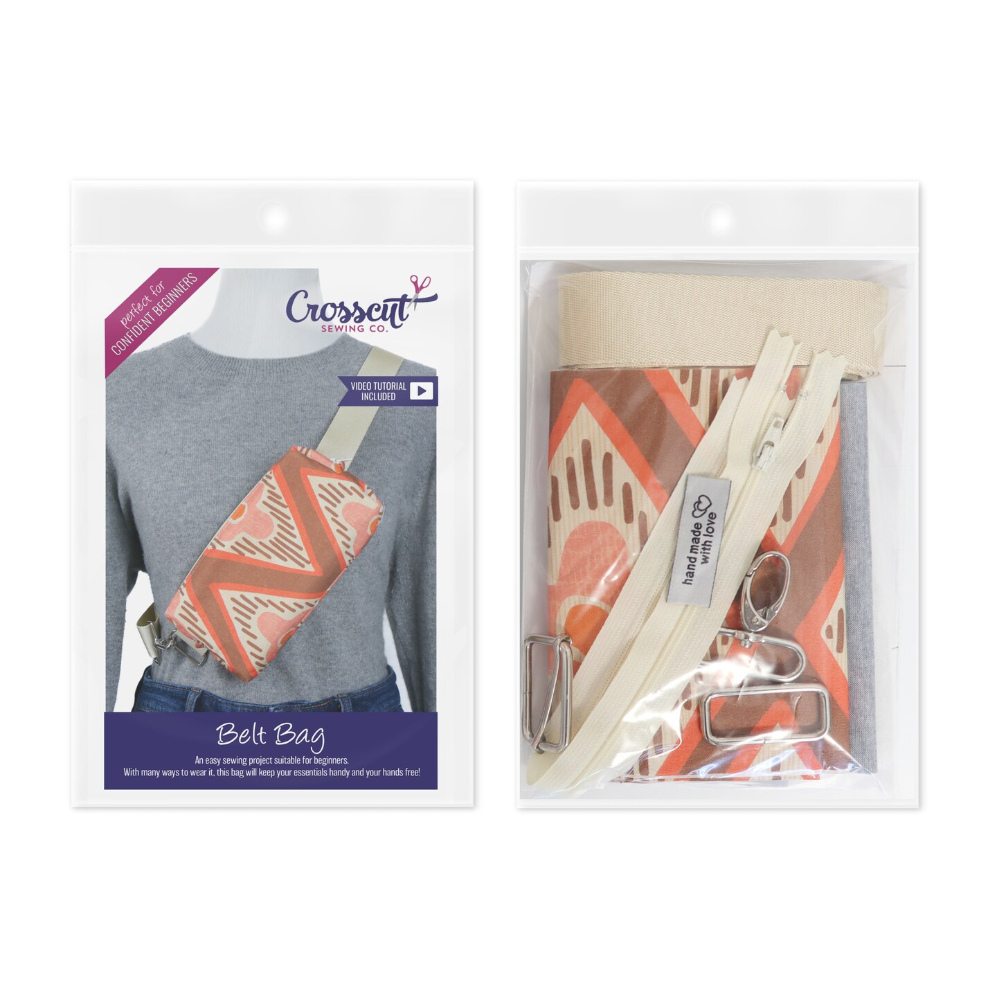 Crosscut Sewing Co.® Belt Bag Sewing Project Kit - Beginner Friendly DIY Sewing Kit