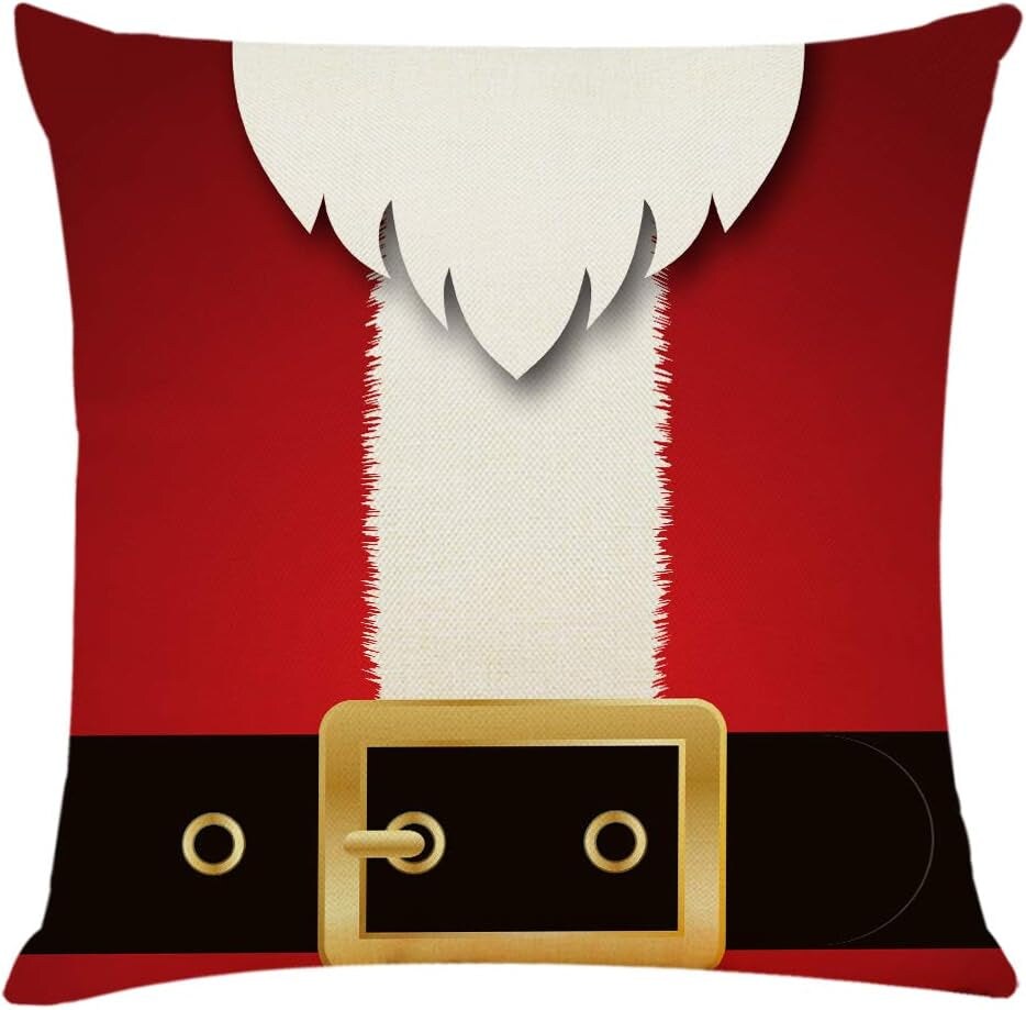 4PCS 18&#x22;X18&#x22; Throw Pillow Covers Christmas Decorative Couch Pillow Cases Cotton Linen Pillow Square Cushion Cover for Sofa, Couch, Bed and Car (Christmas-F)
