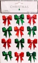 Christmas Paper Crafts Glittered Mini Bows Dimensional Stickers
