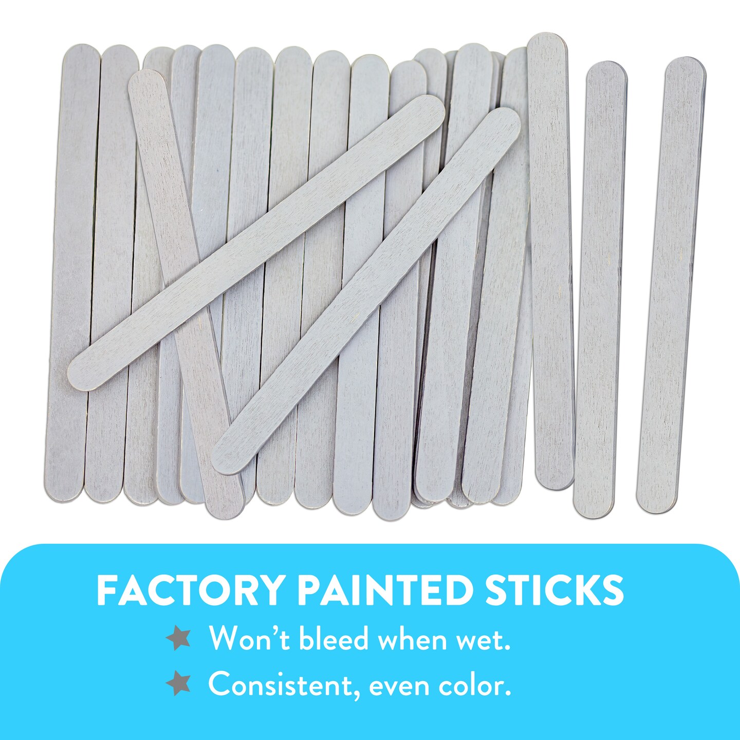 CraftySticks Colored Wood Craft Sticks 4.5 Inch, Red Orange Yellow Green Blue Purple White Black Pink Brown Popsicle Sticks