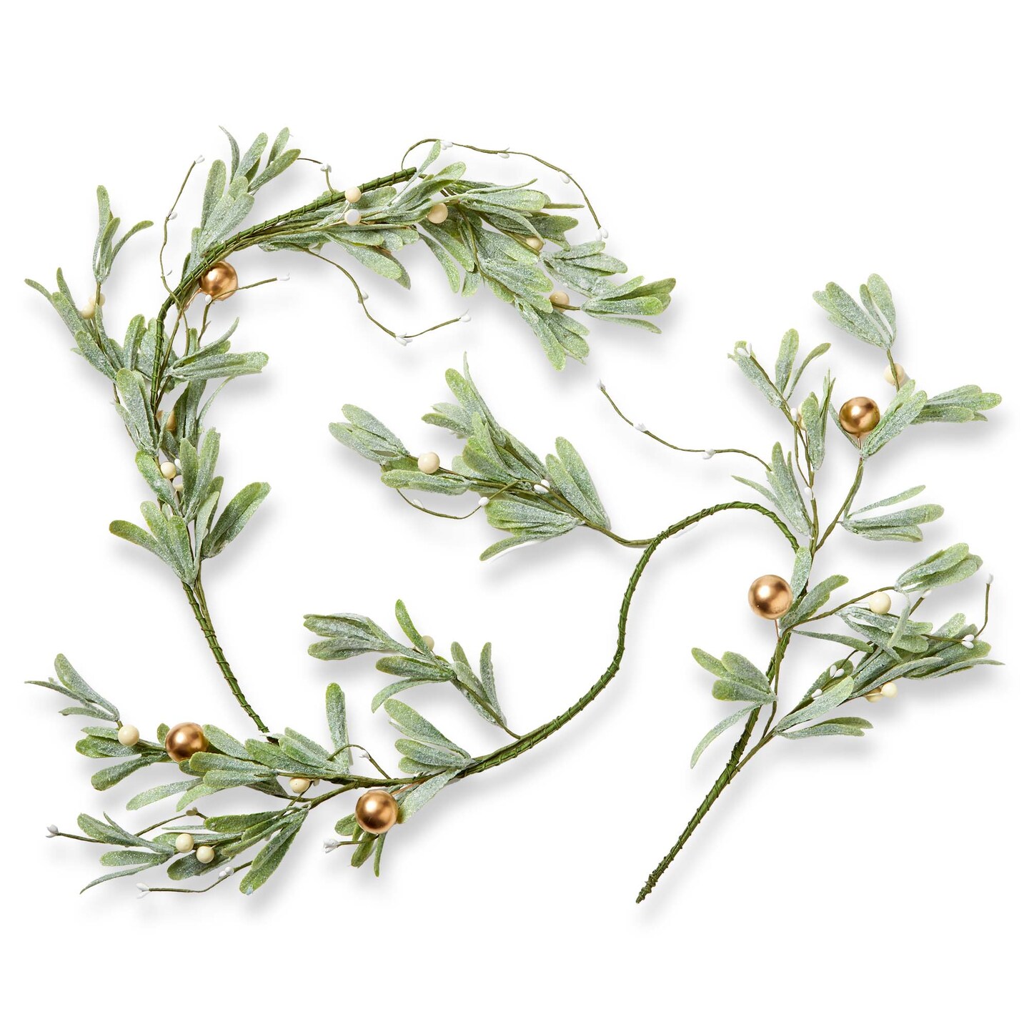60&#x22; Mistletoe Garland - Artificial Holiday Decor for Christmas - Green Plastic - Easy Dust Clean - 4.72&#x22; W x 1.97&#x22; H