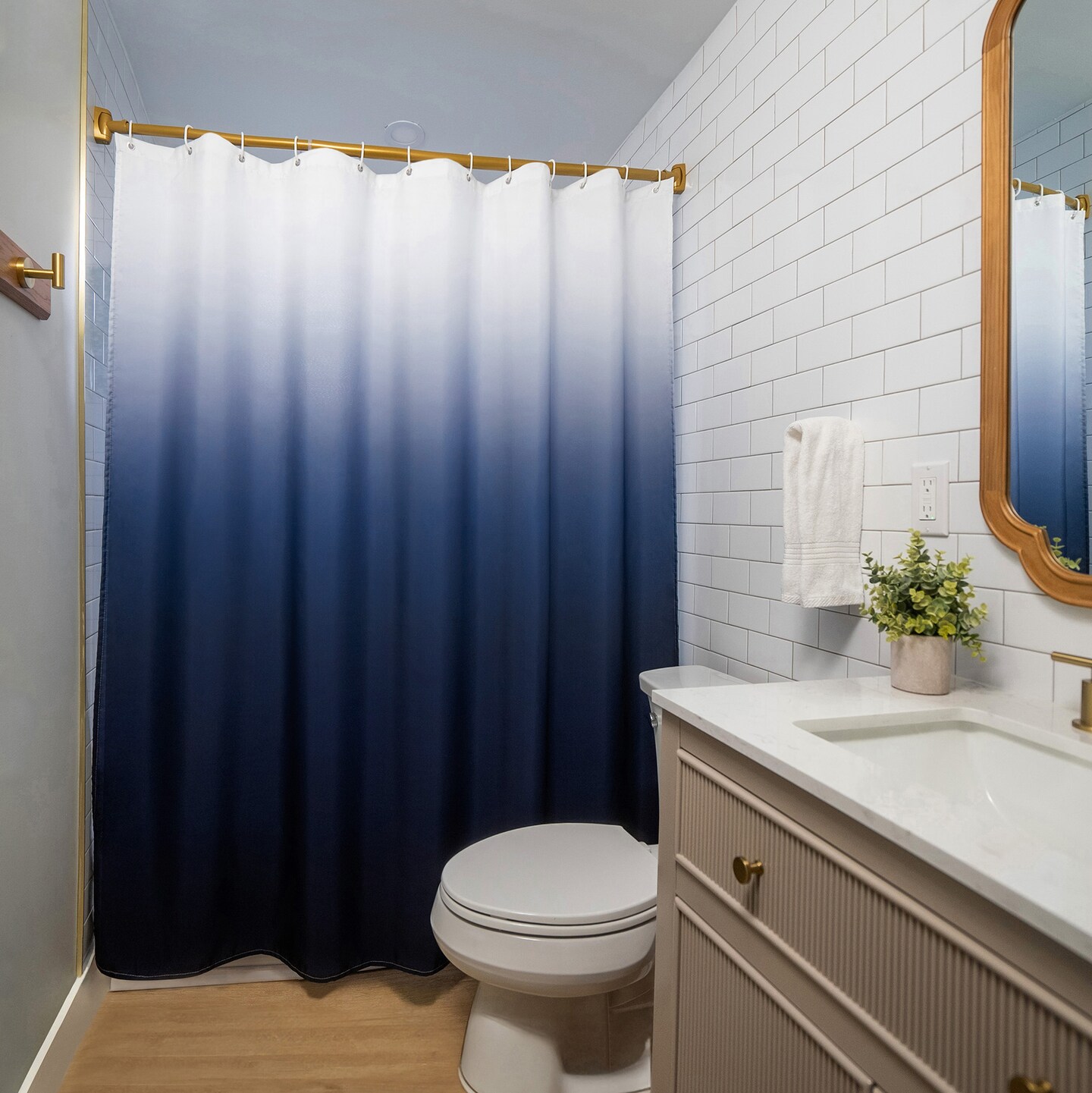 Americanflat 71x74 Ombre Blue Shower Curtain - Water Resistant - Polyester Fabric