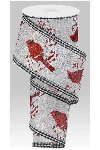 2.5&#x22; Cardinal Gingham Check Ribbon: Silver (10 Yards)