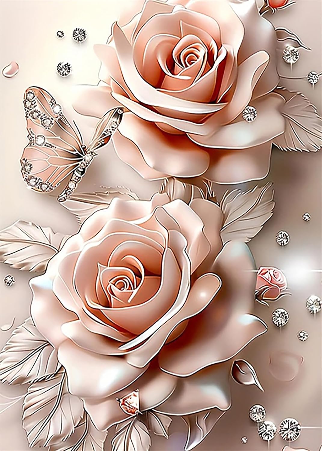 5D Diamond Painting Kit for Adults Beginners,DIY Butterfly Rose Flower Paint by Diamond Art Kits,Suitability Friends Full Round Drill Diamonds Dots Gem Art,Home Wall Decor 11.8x15.8 Inch