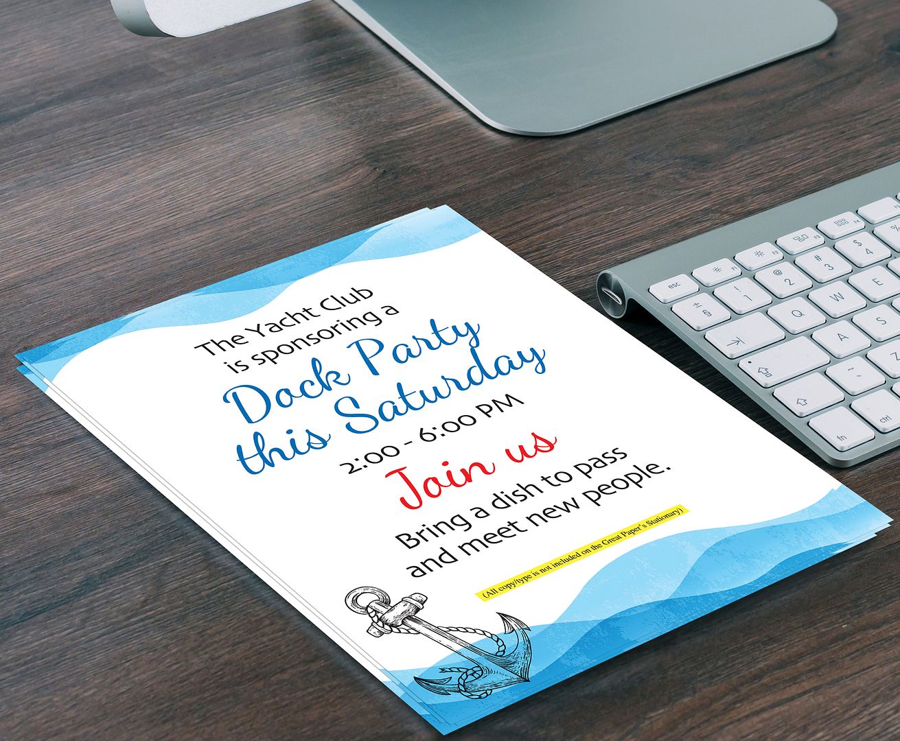 Great Papers! Nautical Anchor Letterhead, for Invitations, Announcements and Personal Messages, Printer Friendly 8.5”x11”, 50 Pack