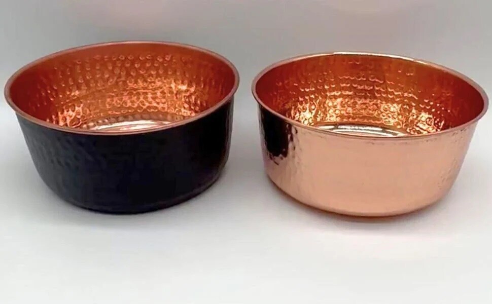 product name is Copper Pet Water Bowl 100 Percent Pure Copper Hand Hammered