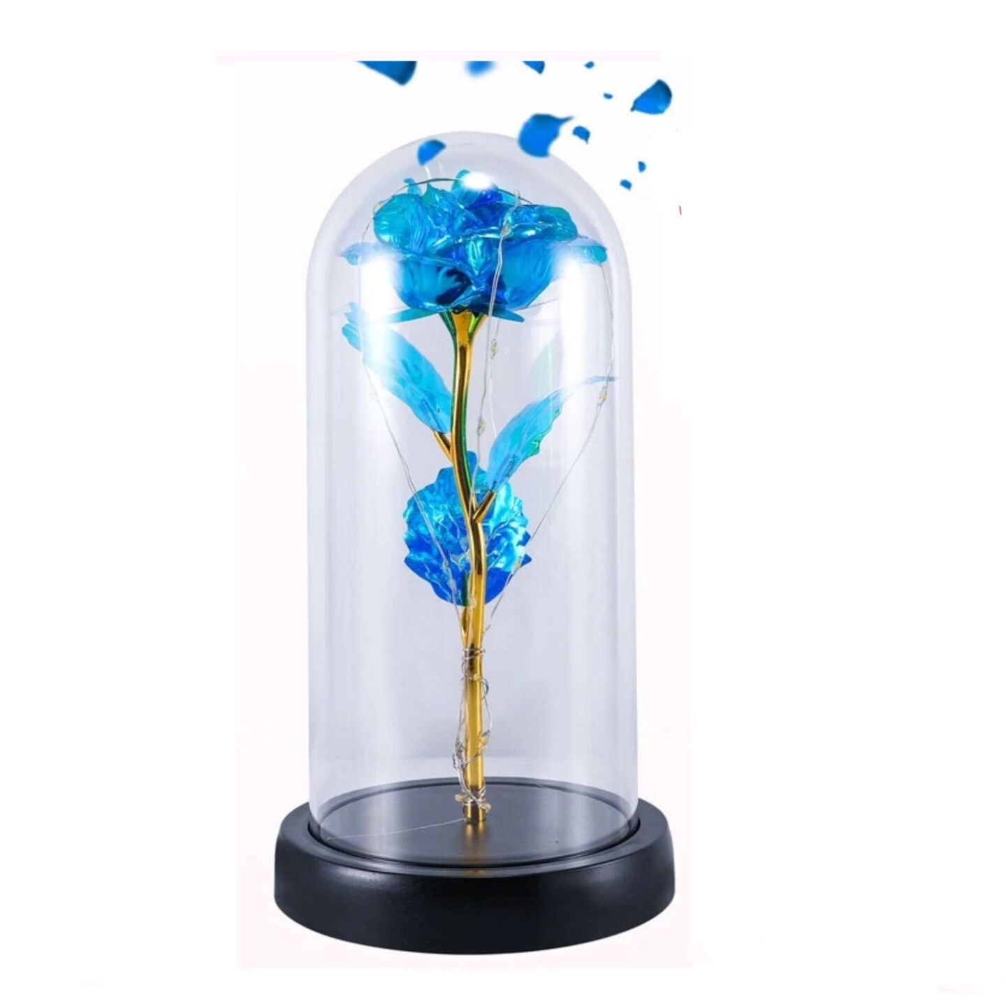 Preserved Rose in Glass Dome with LED Lights Elegant Gift Décor