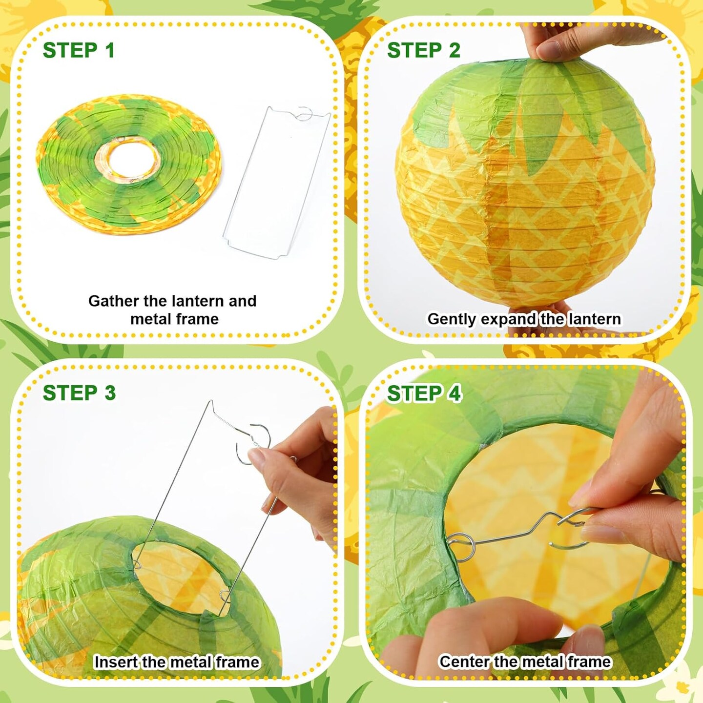12 Pcs Summer Pineapple Paper Lanterns