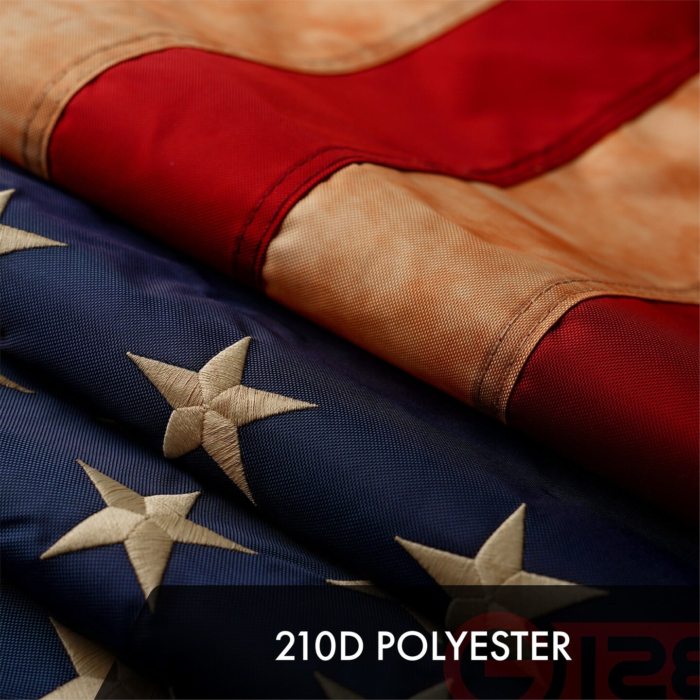 G128 American USA Tea-Stained Flag | 6x10 Ft | ToughWeave Pro Series Embroidered 420D Polyester | Embroidered Stars