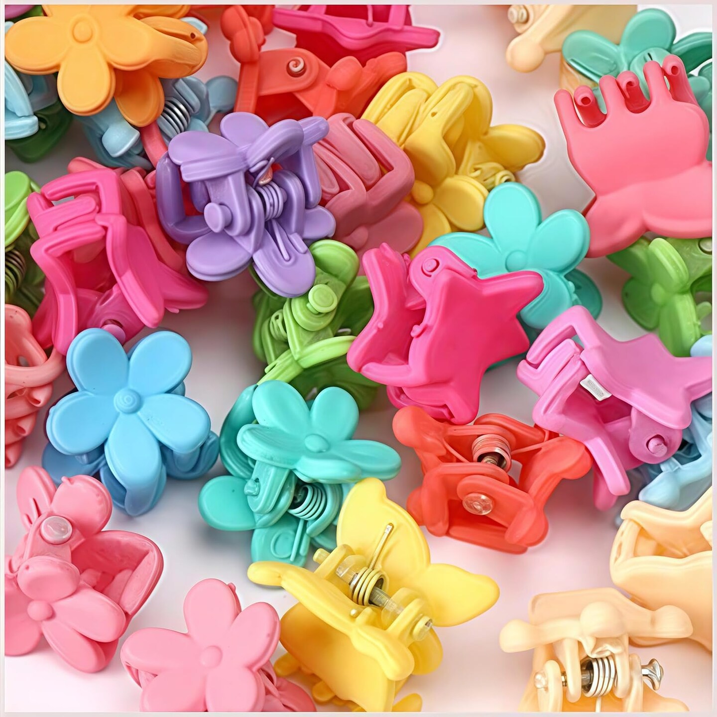 50 Pcs Colorful Mini Hair Claw Small Hair Clips Clamps Hair Accessories for Women Decorative Bun Tiny Hair Clips, Assorted Colors (Floral)